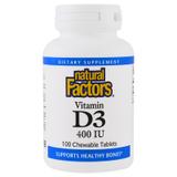 Витамин D3 для детей (вкус ягод), 400 МЕ, Natural Factors, 100 таблеток, фото