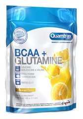 Комплекс аминокислот БЦАА с глютамином, BCAA 2:1:1 + Glutamine, Quamtrax, вкус апельсин, 500 г - фото