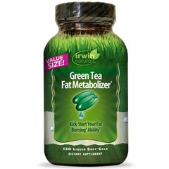 Зеленый чай для обмена жиров, Green Tea Fat Metabolizer, Irwin Naturals, 150 гелевых капсул - фото