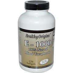 Витамин Е, Vitamin E, Healthy Origins, 1000 МЕ, 120 капсул - фото