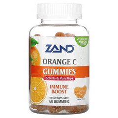 Zand, жувальний вітамін C, ацерола та шипшина, підвищення імунітету, 60 жувальних цукерок (ZAN-32235) - фото