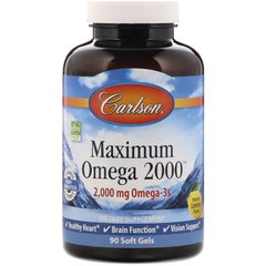 Максимальная Омега, Maximum Omega, Carlson Labs, 2000 мг, 90 кап - фото