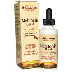 Мелатонин, Melatonin, Sundown Naturals, вкус ягод, 59 мл - фото