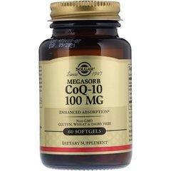 Коэнзим Q10 (CoQ-10 Megasorb), Solgar, 100 мг, 60 капсул - фото