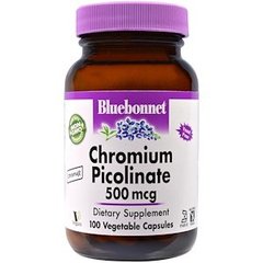 Хром піколінат, Chromium Picolinate, Bluebonnet Nutrition, 500 мкг, 100 капсул - фото