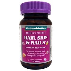 Вітаміни для волосся, шкіри і нігтів, Hair, Skin & Nails, FutureBiotics, 75 таблеток - фото