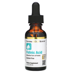 Фолиновая кислота, Folinic Acid, California Gold Nutrition, без спирта, 30 мл - фото