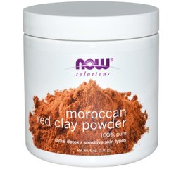 Глина для лица, красная, (Moroccan Red Clay), Now Foods, Solutions,170 г - фото