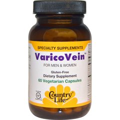 Против варикоза, VaricoVein, Country Life, для мужчин и женщин, 60 капсул - фото