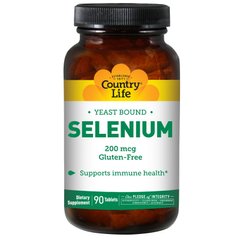 Селен, Selenium, Country Life, 200 мкг, 90 таблеток - фото