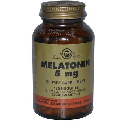 Мелатонин, Melatonin, Solgar, 5 мг, 120 жевательных таблеток - фото