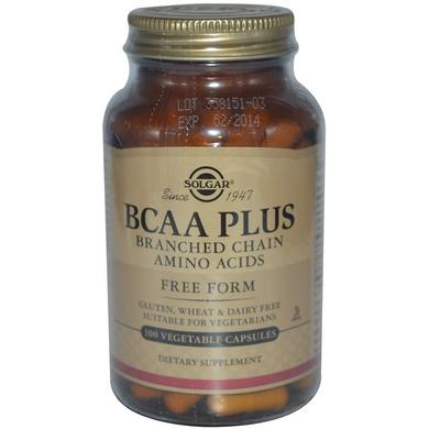 Аминокислоты BCAA плюс, BCAA Plus, Solgar, 100 капсул - фото