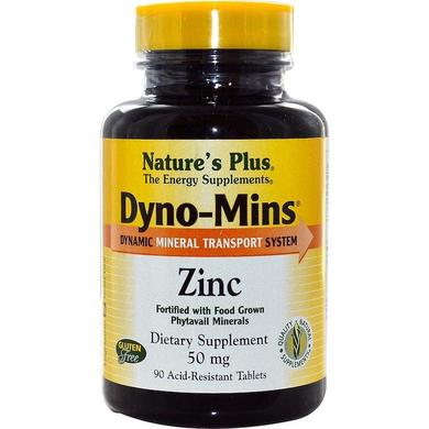 Цинк Дино-Мин, Zinc, Nature's Plus, 50 мг, 90 кислотно-резистентных таблеток - фото