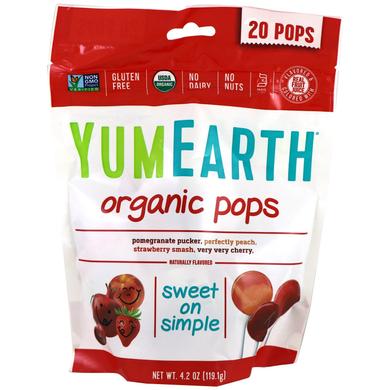 Леденцы с разными фруктовыми вкусами, Pops, YumEarth, органик, 119,1 г - фото