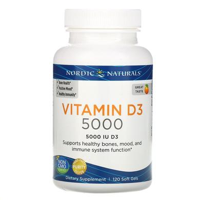 Витамин Д3 (апельсин), Vitamin D3, Nordic Naturals, 5000 МЕ, 120 капсул - фото