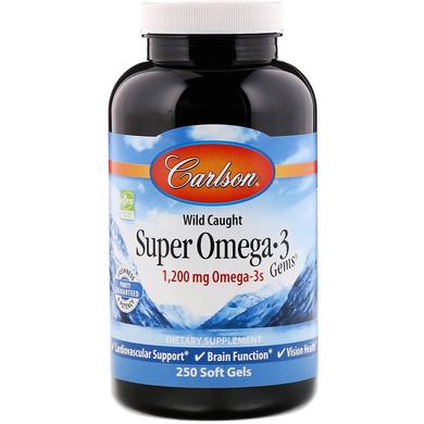 Рыбий жир, Super Omega -3, Carlson Labs, 1200 мг, 250 капсул - фото