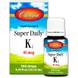 Витамин К-2 менахинон, Super Daily K2, Carlson Labs, жидкость, 45 мкг, 10,16 мл, фото – 1
