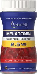Мелатонин, Melatonin Gummy, Puritan's Pride, 2,5 мг, 60 жевательных конфет - фото
