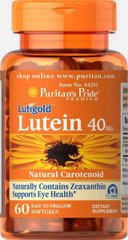 Лютеїн з зеаксантином, Lutein with Zeaxanthin, Puritan's Pride, 40 мг, 60 капсул - фото