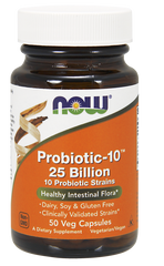 Пробиотик-10, Probiotic-10, 25 Billion, Now Foods, 50 капсул - фото