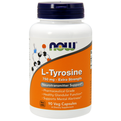 Тирозин, L-Tyrosine, Now Foods, 750 мг, 90 капсул - фото