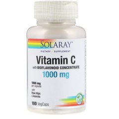 Вітамін С з біофлавоноїдами, Vitamin C, Solaray, концентрат, 1000 мг, 100 капсул - фото