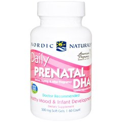 Рыбий жир для беременных, Prenatal DHA, Nordic Naturals, 500 мг, 60 капсул - фото