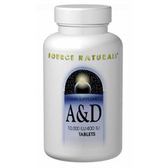 Вітаміни А і Д, Vitamin A & D, Source Naturals, 10,000 МО/400 МО, 250 таблеток - фото
