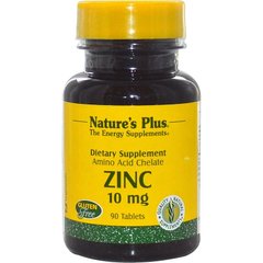 Цинк в таблетках, Zinc, Nature's Plus, 10 мг, 90 таблеток - фото