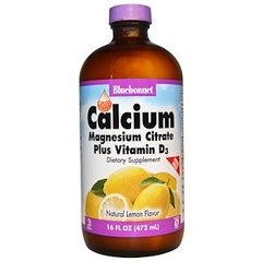 Кальцій магній Д3, Calcium Magnesium Vitamin D3, Bluebonnet Nutrition, рідкий, лимон, 472 мл - фото