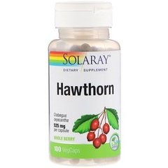 Боярышник, экстракт ягод, Hawthorn, Solaray, для веганов, 525 мг, 100 капсул - фото