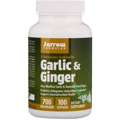 Корень имбиря и чеснок (Garlic Ginger), Jarrow Formulas, 700 мг, 100 капсул - фото
