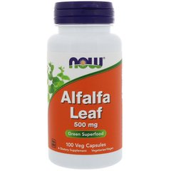 Альфальфа, люцерна, Alfalfa Leaf, Now Foods, 500 мг, 100 капсул - фото