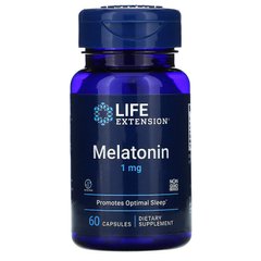 Мелатонин, Melatonin, Life Extension, 1 мг, 60 капсул - фото