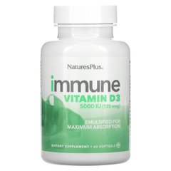 Витамин D3 для иммунитета, Natures Plus, 60 желатиновых капсул - фото