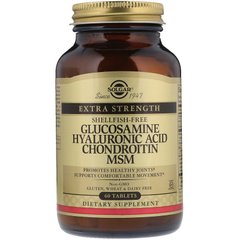 Глюкозамин, гиалуроновая кислота, хондроитин, МСМ, Glucosamine Hyaluronic Acid Chondroitin, Solgar, 60 таблеток - фото