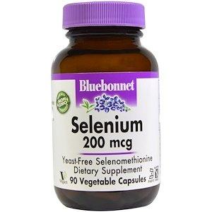 Селен (Selenium), Bluebonnet Nutrition, без дрожжей, 200 мкг, 90 капсул - фото