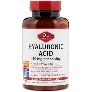 Гиалуроновая кислота, Hyaluronic Acid, Olympian Labs Inc., 150 мг, 100 капсул - фото