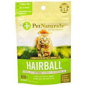 Здоровье кожи и шерсти с Омега для кошек, Hairball For Cats, Pet Naturals of Vermont, 30 жевательных таблеток, 45 г - фото