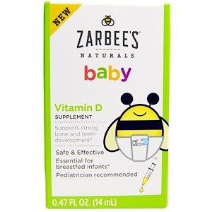 Витамин Д для малышей, жидкий, Vitamin D, Zarbee's, 14 мл - фото
