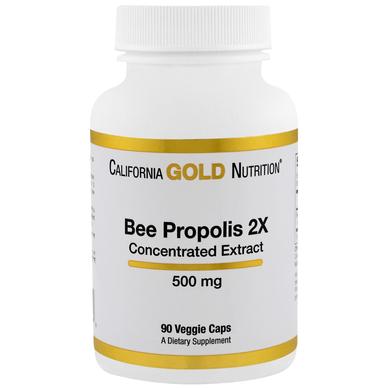 Пчелиный прополис 2Х, California Gold Nutrition, 500 мг, 90кап - фото