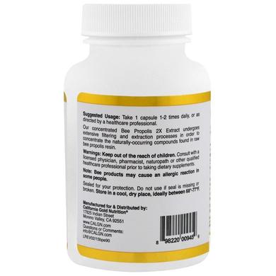 Бджолиний прополіс 2Х, California Gold Nutrition, 500 мг, 90кап - фото