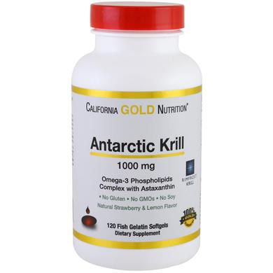 Масло кріля з астаксантином, Krill Oil, with Astaxanthin, California Gold Nutrition, 1000 мг, 120 капсул - фото