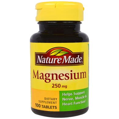 Магний, Magnesium, Nature Made, 250 мг, 100 таблеток - фото