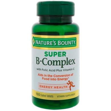 Комплекс витаминов В с фолиевой кислотой и витамином С, Super B-Complex, Nature's Bounty, 150 таблеток - фото