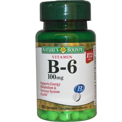 Вітамін В6, Vitamin B-6, Nature's Bounty, 100 мг, 100 таблеток - фото