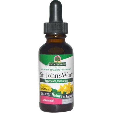 Звіробій, St. John's Wort, Nature's Answer, слабоалкогольний, органік, 1000 мг, 30 мл - фото