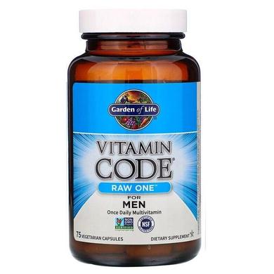 Сырые витамины для мужчин, Raw Multi-Vitamin, Garden of Life, Vitamin Code, 1 в день, 75 капсул - фото