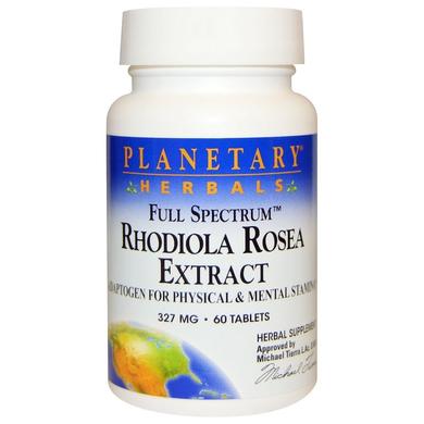 Родиола розовая, полный спектр, Rhodiola Rosea, Planetary Herbals, экстракт, 327 мг, 60 таблеток - фото