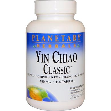 Китайська фітотерапія, суміш, Yin Chiao Classic, Planetary Herbals, 450 мг, 120 таблеток - фото
